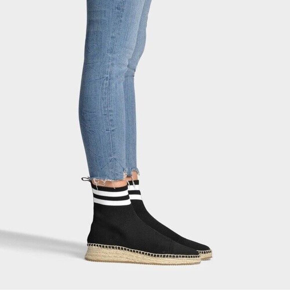 Womens Alexander Wang Black Dylon Sock Bootie Espadrille Sneaker Shoes-9.5